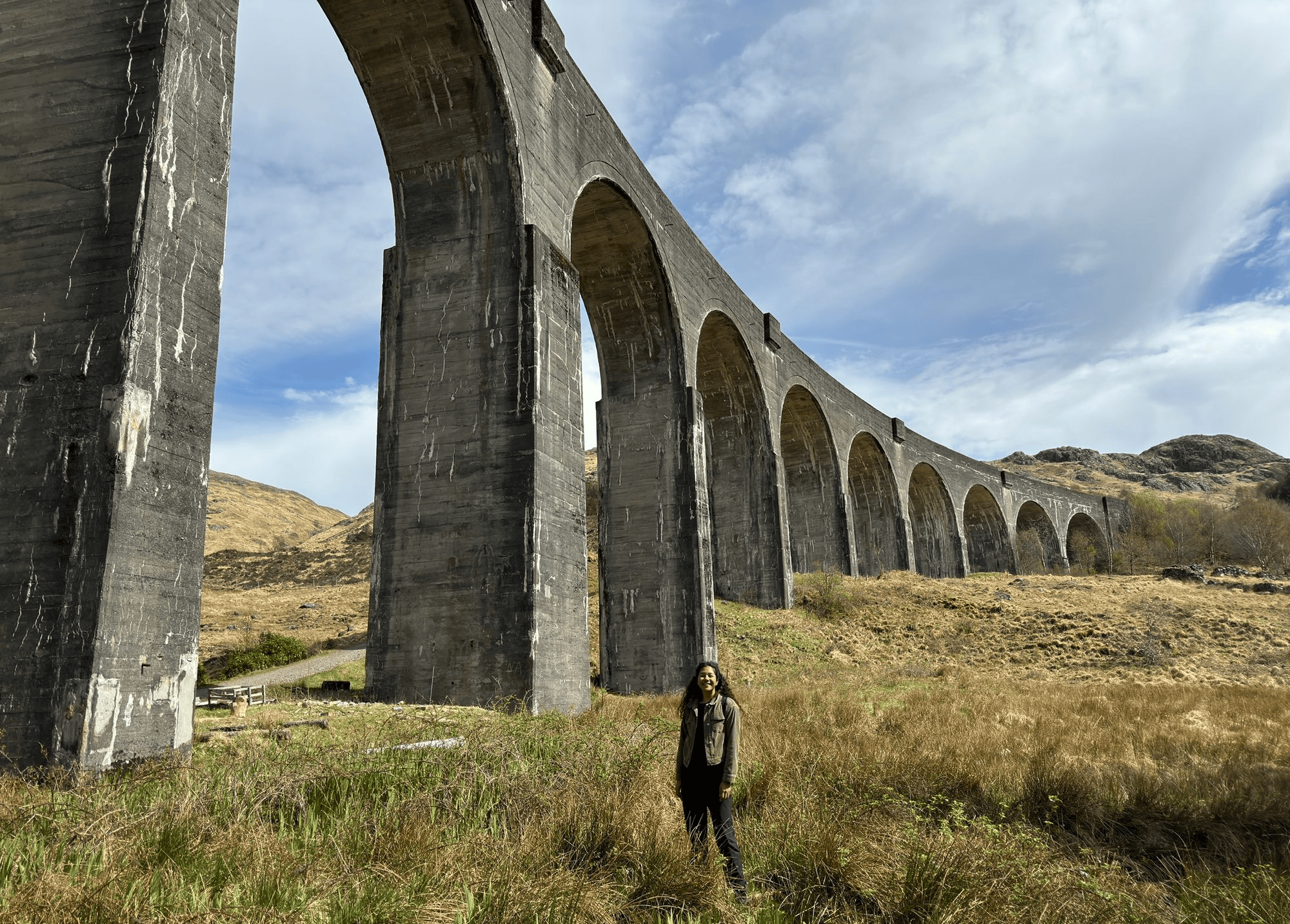 Dwarfed by the scale of the viaducts