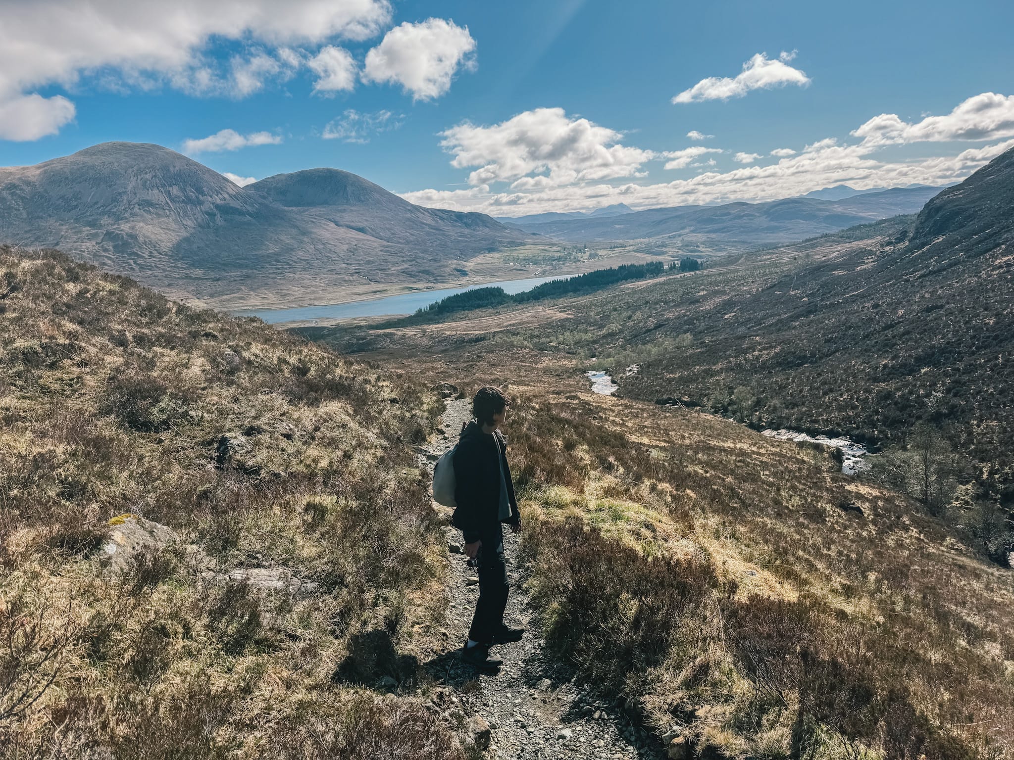 Looking back at the mountains