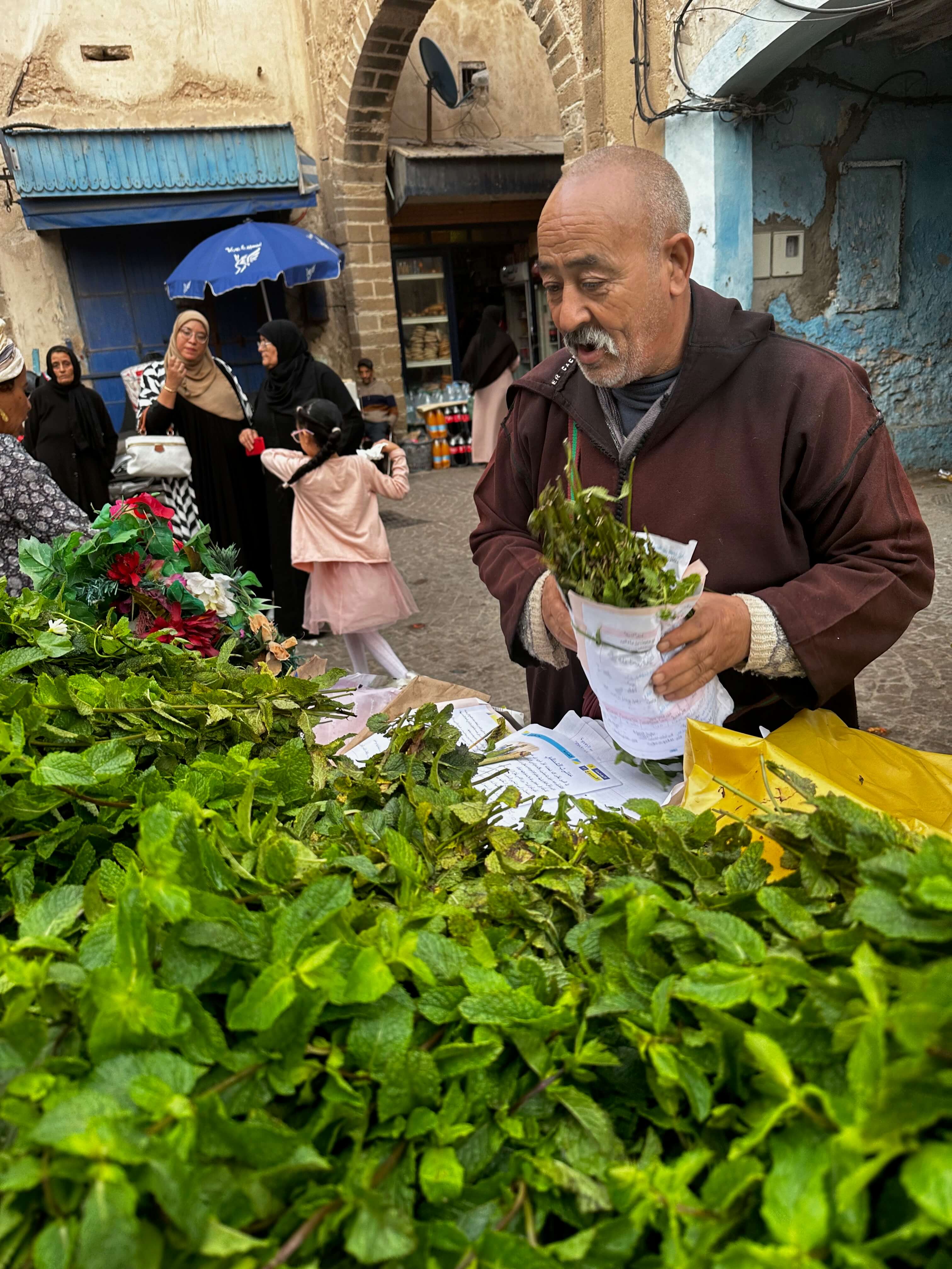 Mint vendor at market