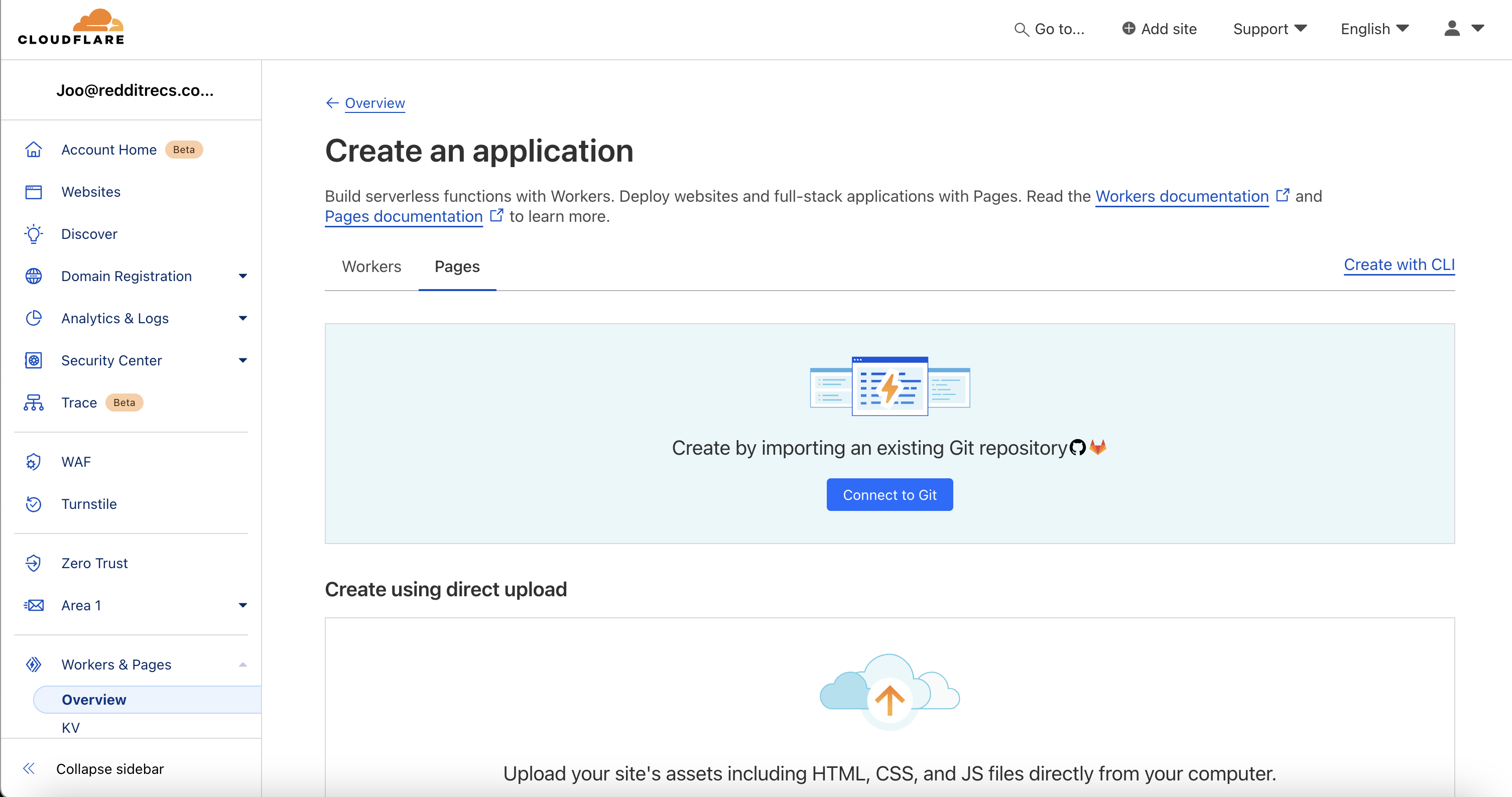 Cloudflare create pages page